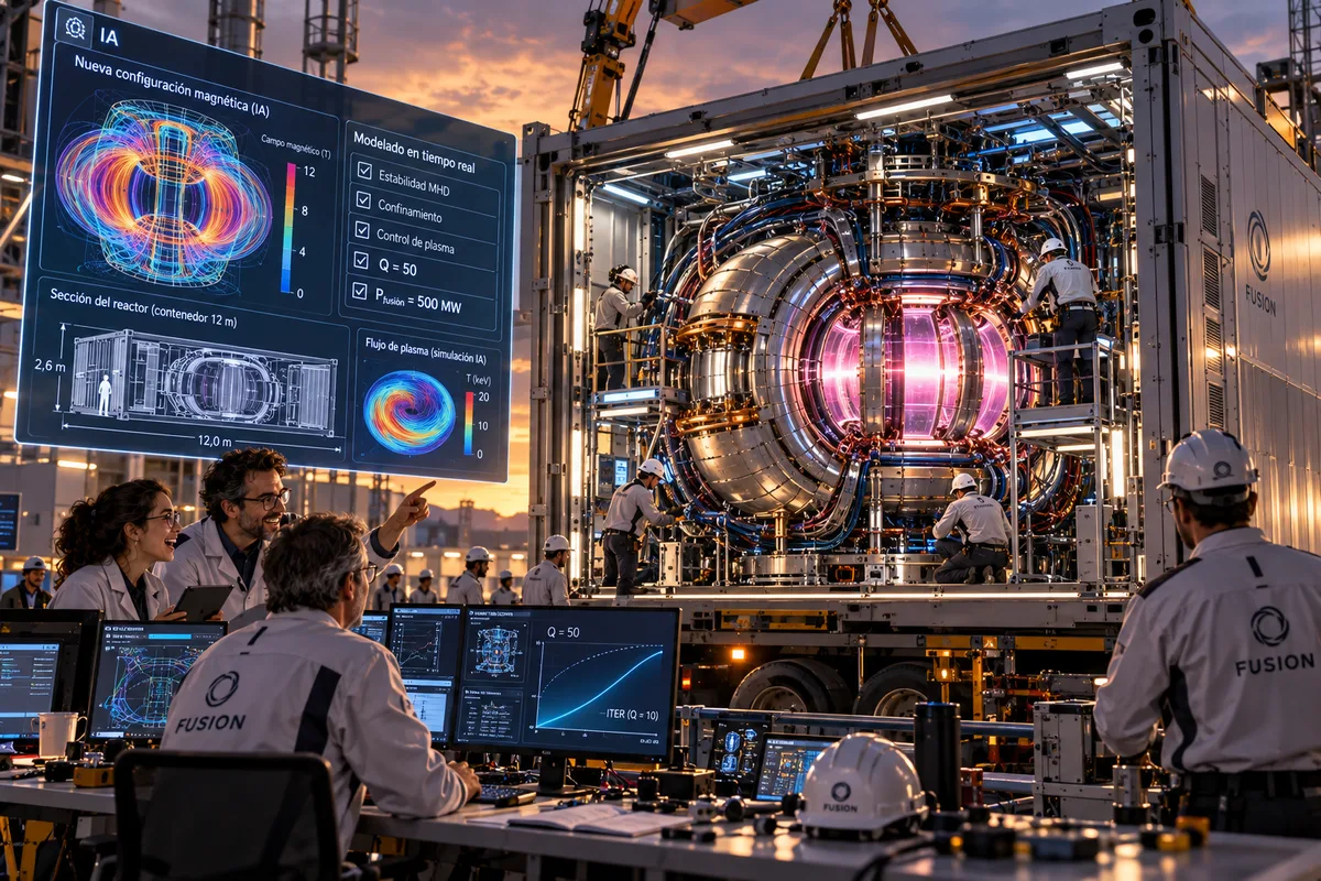 Laboratorio de fusión al atardecer
