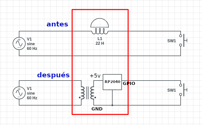 Circuito timbre antes y después